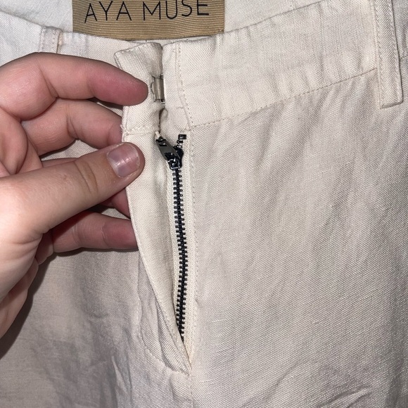 AYA MUSE Ivory Wide Leg Linen Blend Trousers Small - Picture 8 of 8